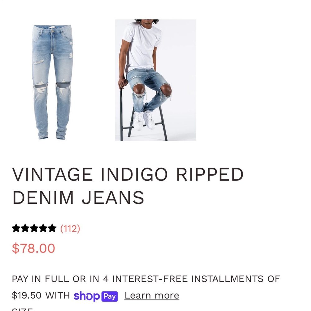 Enslaved Jeans size 30x30 ripped knees